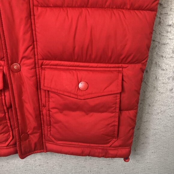 Hollister Vest Mens Small Red Black Hooded Puffer Quilted Snap Front Pockets Y2K - Picture 7 of 16
